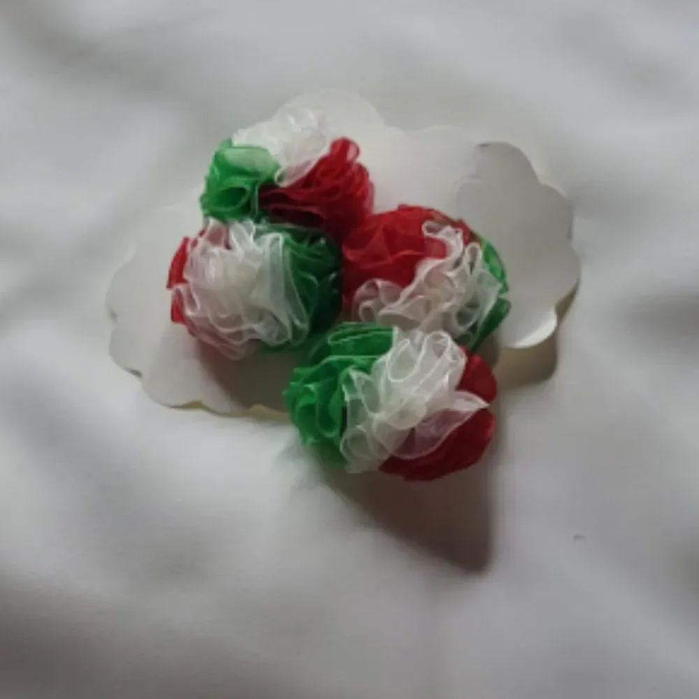 Girls Set Of 2 Red/White/Green Hair Ties- Brand New